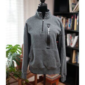 Ariat Pullover Women M Gray 1/4 Zip Western Athleisure Sweatshirt Cowgirl